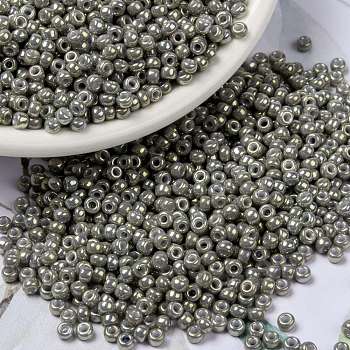 MIYUKI Round Rocailles Beads, Japanese Seed Beads, (RR1865) Opaque Smoke Gray Luster, 8/0, 3mm, Hole: 1mm, about 422~455pcs/bottle, 10g/bottle