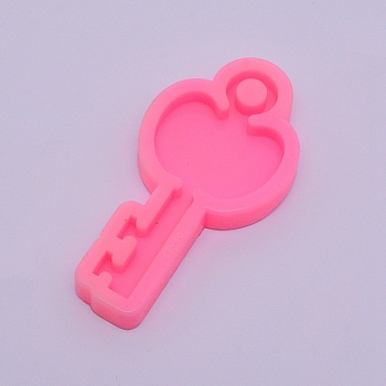 Keychain Silicone Molds, Resin Casting Molds, For UV Resin, Epoxy Resin Jewelry Making, Hot Pink, 81x41x10mm, Hole: 7mm
