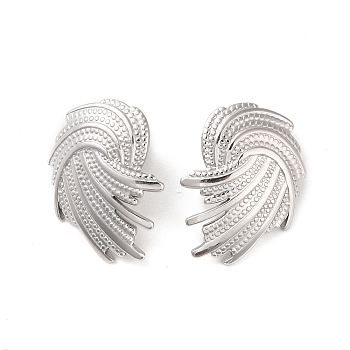 Wing 304 Stainless Steel Stud Earrings for Women, Stainless Steel Color, 29x23mm