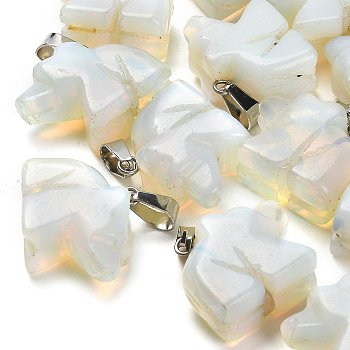 Opalite Pendants, with 201 Stainless Steel Finding, Bear, 18~19x22~23x9~10mm, Hole: 4x8mm