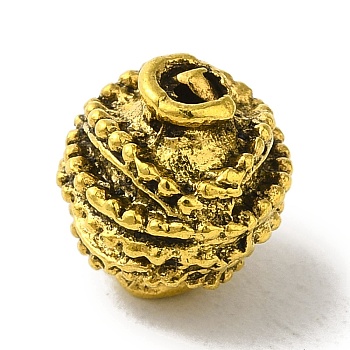 Tibetan Style Alloy Beads, Cadmium Free & Nickel Free & Lead Free, Round, Antique Golden, 10x9mm, Hole: 1.8mm