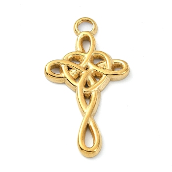 304 Stainless Steel Pendants, Witch Knot Charm, Golden, 29x16x2mm, Hole: 2.8mm
