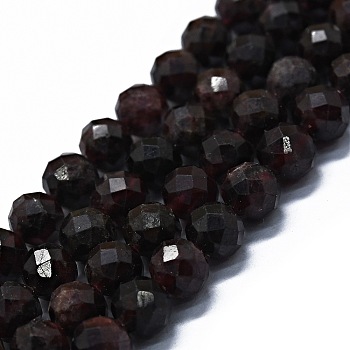 Natural Garnet Beads Strands, Faceted(64 Facets), Round, 6mm, Hole: 0.8mm, about 62~67pcs/strand, 15.16~15.55 inch(38.5~39.5cm)