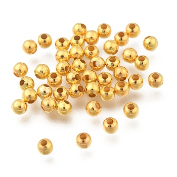 Iron Spacer Beads, Long-Lasting Plated, Round, Golden, 4mm, Hole: 1.5mm