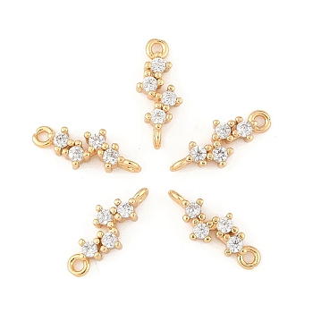 5Pcs Brass Micro Pave Cubic Zirconia Links Connectors, Light Gold, Long-Lasting Plated, Cadmium Free & Lead Free, Clear, 13x5x2mm, Hole: 1mm
