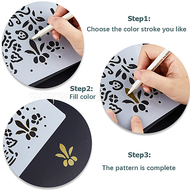 4Pcs 4 Styles Floral PET Drawing Painting Stencils Templates(DIY-GF0007-76)-6