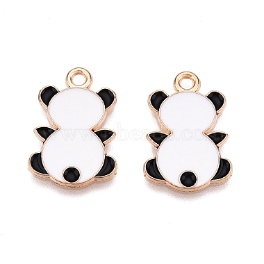 Light Gold White Panda Alloy+Enamel Pendants