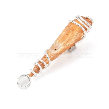 Electroplated Raw Rough Natural Quartz Crystal Copper Wire Wrapped Pendants(PALLOY-JF02413-02)-4