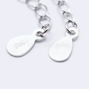 925 Sterling Silver End with Extender Chains and Teardrop Charms(STER-F036-26S-40mm)-2