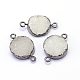 Natural Drusy Agate Flat Round Links connectors(G-P090-19)-1