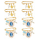 8Pcs 2 Style Alloy Enamel Cross & Resin Princess & Acrylic Bowknot Charms Safety Pin Brooches(JEWB-AB00009)-1