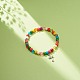 Synthetic Turquoise(Dyed) & Acrylic Beaded Stretch Bracelet with Alloy Charm for Women(BJEW-JB08627-01)-2
