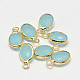 Oval Faceted Golden Tone Brass Glass Charms(X-GLAA-O015-G)-2
