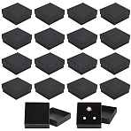Square Kraft Paper Necklace Earring Storage Gift Boxes, Gift Packaging Case with Velvet Inside, Black, 7x7x3cm(CON-WH0095-88A)
