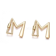 Brass Screw Carabiner Lock Charms, for Necklaces Making, Real 18K Gold Plated, Polishing, Letter, Letter.M, 33x30x3mm, Screw: 7x5mm(X-KK-I663-01G-M)