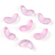 Spray Painted Transparent Glass Beads, Leaf, Pink, 6.5x14x4.5mm, Hole: 1mm(GLAA-T022-27D)
