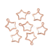304 Stainless Steel Charms, Star, Rose Gold, 12.8x11x1mm, Hole: 1mm(STAS-P227-21RG)