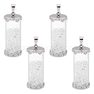 Unicraftale 4Pcs Transparent Glass Pendants, with Crystal Rhinestone inside and 304 Stainless Steel Findings, Column, Stainless Steel Color, 32x13.5mm, Hole: 2.5x5mm(GLAA-UN0001-05)