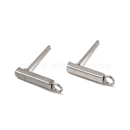 304 Stainless Steel Stud Earring Finding, with Horizontal Loop, Rectangle, Stainless Steel Color, 13x3mm, Hole: 1.8mm, Pin: 0.8mm(X-STAS-C080-06A-P)