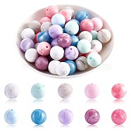 100Pcs 15mm Silicone Beads Multicolor Round Silicone Beads Kit Loose Bulk Silicone Beads for Keychain Making Necklace Bracelet Crafts, Mixed Color, 15mm, Hole: 2mm(JX325A)