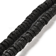 Natural Lava Rock Dyed Beads Strands, Flat Round/Disc, Heishi Beads, Black, 6~6.5x3mm, Hole: 1.2mm, about 62pcs/strand, 7.87 inch(20cm)(G-L586-A01-06)