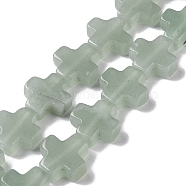 Natural Green Aventurine Beads Strands, Cross, 13~13.5x12.5~13.5x4~5mm, Hole: 1mm, about 18pcs/strand, 9.21''(23.4cm)(G-M418-B02-01)