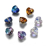 Transparent Glass Beads, Faceted, Heart, Mixed Color, 10x10x7mm, Hole: 1~1.2mm(X-GLAA-K002-07A-M)