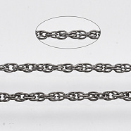 Soldered Brass Coated Iron Rope Chains, with Spool, Gunmetal, 2x1.4x0.3mm, about 39.37 Feet(12m)/roll(CH-T002-04B)