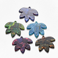 Cellulose Acetate(Resin) Pendants, Lotus, Mixed Color, 27x31.5x2.5mm, Hole: 1.2mm(KY-S158-09-M)