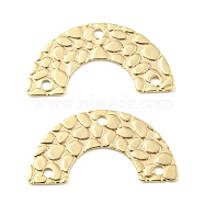 Brass Chandelier Component Links, Semicircle, Textured, Real 18K Gold Plated, 9.5x19x0.5mm, Hole: 1.2mm(KK-L208-26G)