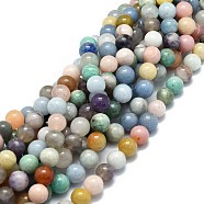 Natural Mixed Gemstone Beads Strands, Natural Amazonite & Angelite & Pink Opal & Myanmar Jade, Round, 10mm, Hole: 1mm, about 39pcs/strand, 15.55''(39.5cm)(G-E576-02C)