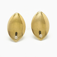 304 Stainless Steel Stud Earring Findings, with Loop, Horse Eye, Golden, 14.5x9mm, Hole: 1.4mm, Pin: 0.8mm(X-STAS-Q225-18G)