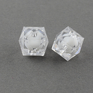 Transparent Acrylic Beads, Bead in Bead, Faceted Cube, Clear, 8x7x7mm, Hole: 2mm, about 2000pcs/500g(TACR-S112-8mm-01)