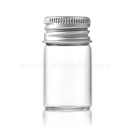 Glass Bottles Bead Containers, Screw Top Bead Storage Tubes with Silver Color Plated Aluminum Cap, Column, Clear, 2.2x4cm, Capacity: 8ml(0.27fl. oz)(CON-WH0085-74B)
