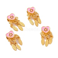 Alloy Pendants, with Enamel, Heart and Feather, Matte Gold Color, Pink, 23mm, Hole: 3mm(ENAM-L039-05MG-01)