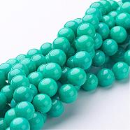 Natural Mashan Jade Round Beads Strands, Dyed, Dark Turquoise, 10mm, Hole: 1mm, about 41pcs/strand, 15.7 inch(G-D263-10mm-XS15)