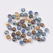 Electroplate Glass Beads, Faceted, Flat Round, Mixed Color, 4x3mm, Hole: 1mm(X-EGLA-J032-4mm-M)
