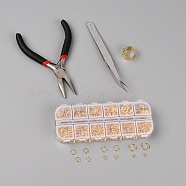 DIY Jewelry Making Accessories Set, Including Pliers, Tweezers, Easy Jump Ring Opener, Iron Open Jump Ring, Golden, 129x53x15.5mm(DIY-SZC0004-07B)