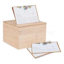 Bamboo Box, Flip Cover, with Paper Cards, Rectangle, Camel, 18x16.5x13.1cm(CON-WH0076-75)