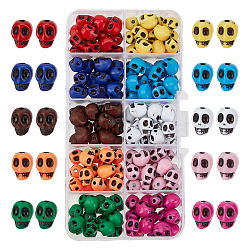 SUPERFINDINGS 160Pcs 10 Colors Opaque Acrylic Beads, Skull, Mixed Color, 10x8x8mm, Hole: 2mm, 16pcs/color(SACR-FH0001-03)