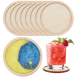 Poplar Plywood Coaster, Flat Round, BurlyWood, 100x6mm, 10pcs/set(AJEW-WH0596-043)