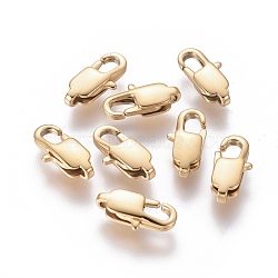 Ion Plating(IP) 304 Stainless Steel Lobster Claw Clasps, Golden, 13x6x3mm, Hole: 1.4mm(STAS-G201-06B-G)