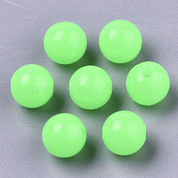 Luminous Acrylic Beads, Glow in the Dark, Round, Lawn Green, 8mm, Hole: 1.8mm(X-MACR-N008-25E)