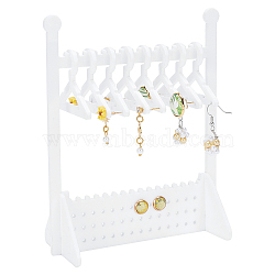 Acrylic Earrings Display Hanger, Clothes Hangers Shaped Earring Studs Organizer Holder, with 8Pcs Mini Hangers, White, Finish Product: 6x12x15.5cm, about 11pcs/set(EDIS-WH0029-34)