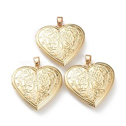 Brass Locket Pendants, Photo Frame Pendants for Necklaces, Long-Lasting Plated, Heart, Real 18K Gold Plated, 29x28.5x7mm, Hole: 4.5x3mm, 21x16mm Inner Diameter(KK-P199-20G)