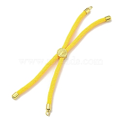Nylon Cords Bracelet Makings Fit for Connector Charms, with Golden Brass Tree Slider Beads, Long-Lasting Plated, Yellow, 8-5/8 inch(22cm), Hole: 1.9mm(AJEW-P116-01G-01)
