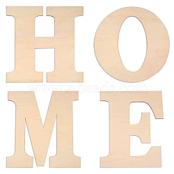 Letter HOME Unfinished Wood Blank Cutouts, for DIY Crafts, Wedding, Home Decoration and Paint, 30x24~29.5x0.3cm, 4pcs/set(DIY-X0294-10)