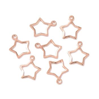 304 Stainless Steel Charms, Star, Rose Gold, 12.8x11x1mm, Hole: 1mm