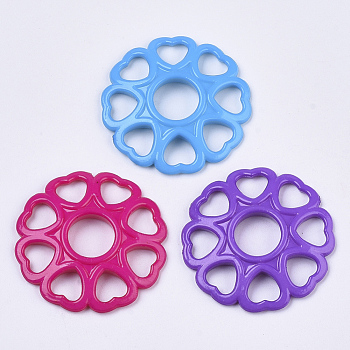 Opaque Acrylic Filigree Joiners Links, Flower, Mixed Color, 33x32.5x4.5mm, about 350pcs/500g