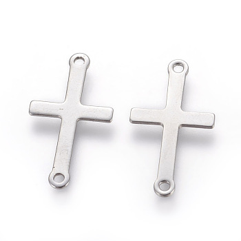 201 Stainless Steel Links connectors, Sideways Cross, Stainless Steel Color, 23x12.5x1.5mm, Hole: 1.4mm